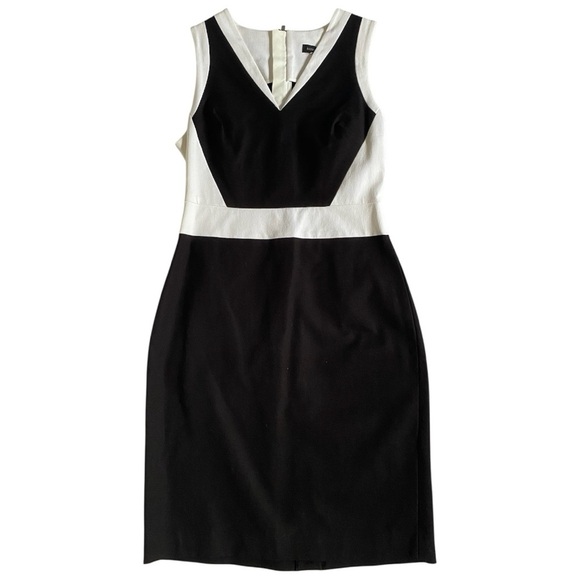 NWT Banana Republic Black and White Sloan Sheath Dress 8P - Picture 3 of 8